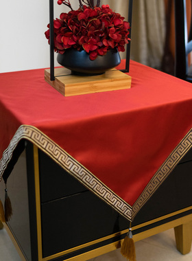 桌布欧式红色奢华高档结婚餐桌圆桌喜庆沙发盖巾茶几防尘台布定制