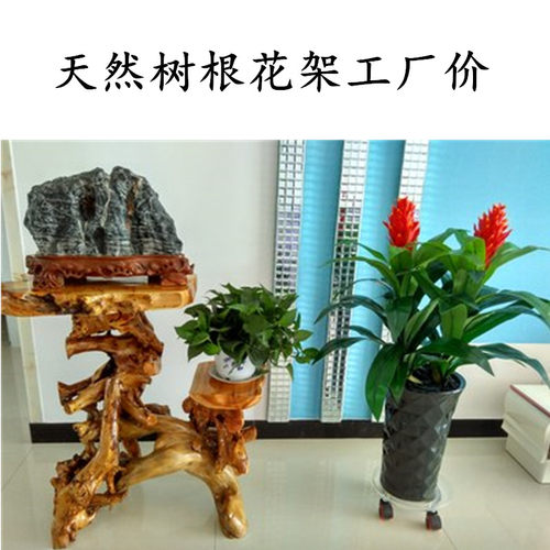 根雕新款风化老根客厅实木花盆底座多层盆景架子办公原木鱼缸摆件