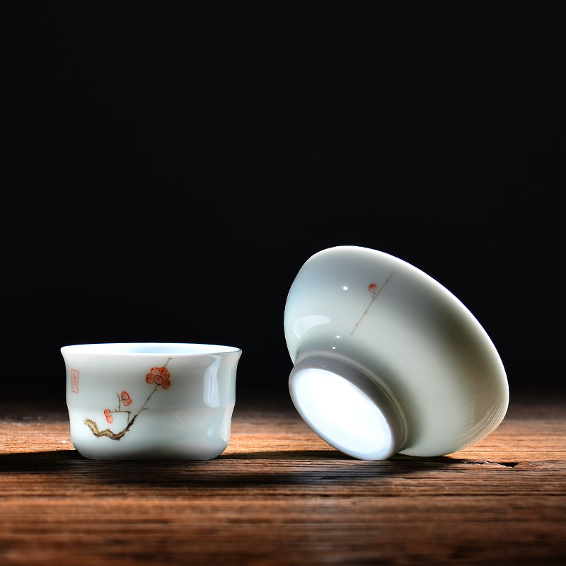 永利汇 手绘茶漏茶滤 陶瓷茶叶过滤网器创意茶滤架茶具配件青瓷