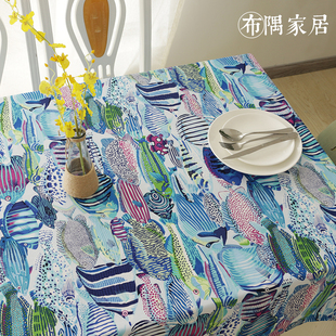 卡通文艺桌布布艺棉麻小清新现代个性 茶几布加厚长方形 餐桌布欧式