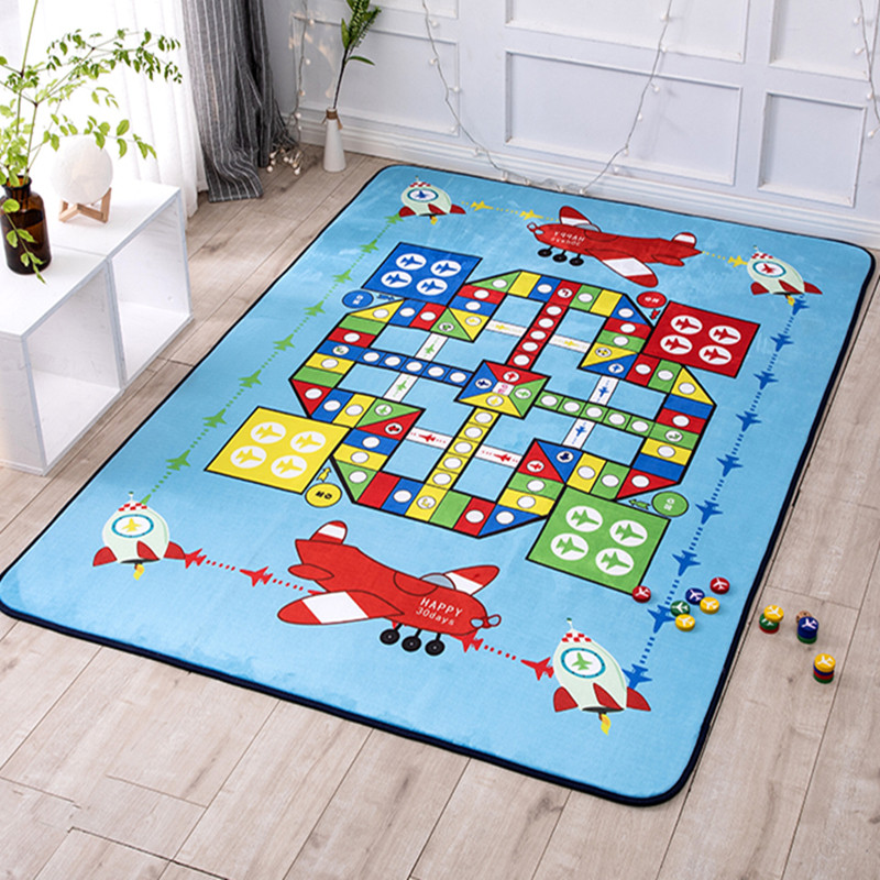 四季短绒儿童爬行垫客厅卧室客厅地毯卡通游戏地垫宝宝爬爬垫家用