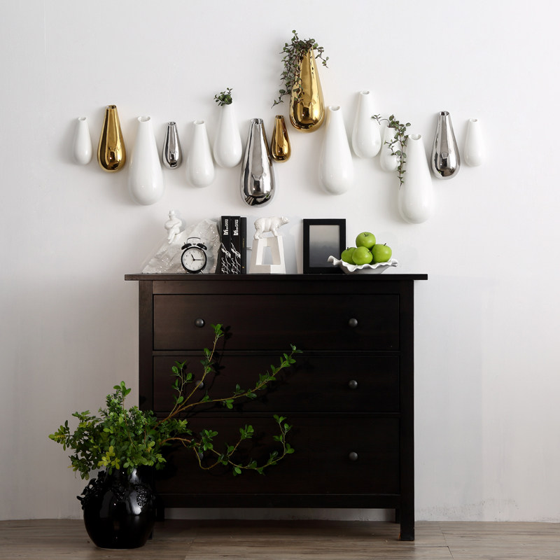 创意陶瓷墙面壁饰花瓶壁挂件水培花盆欧式家居客厅背景墙上装饰品