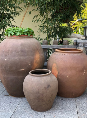【颜林】陶缸景观粗旧陶罐装饰园林庭院大号缸瓮仿古陶器组合花盆
