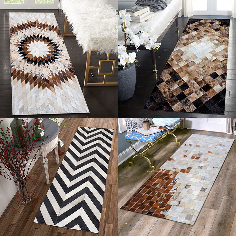 牛皮卧室衣帽间床边垫长条欧式门垫进门地垫客厅卧室家用门口入户