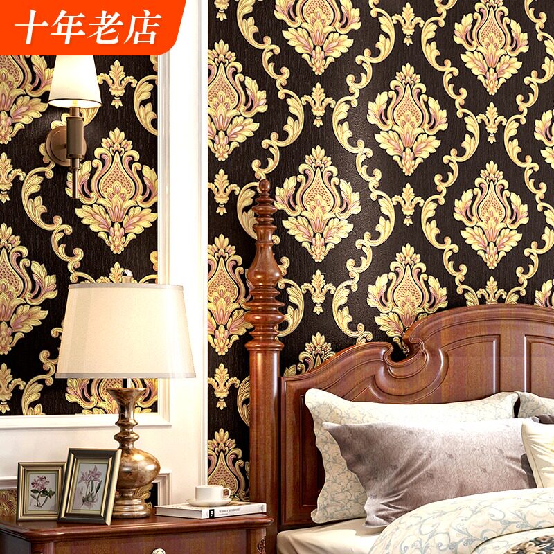 欧式墙纸非自粘无胶刷胶家用家装卧室客厅餐厅装修室内3d立体壁纸
