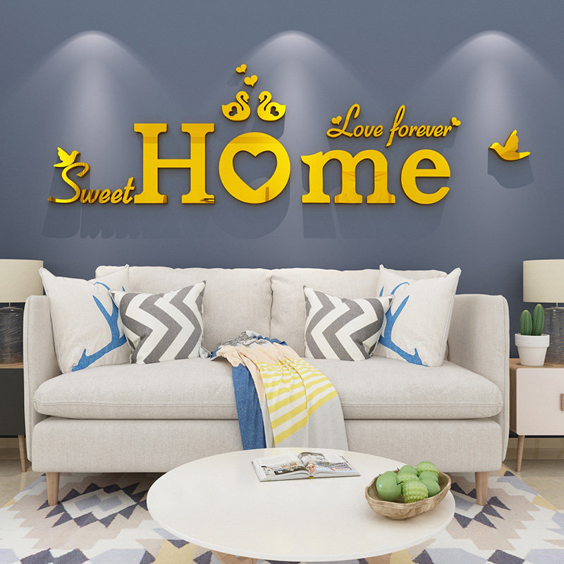 创意英文贴纸自粘卧室床头3d立体墙贴客厅沙发电视背景墙面装饰品