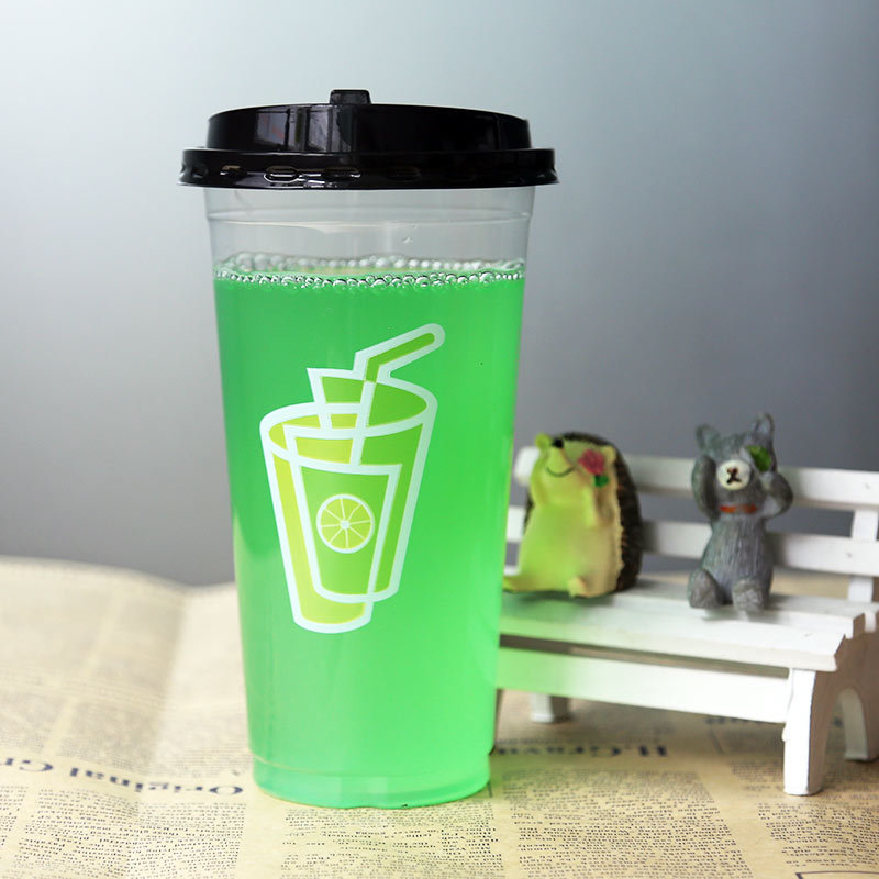 柠檬水杯子一次性加厚塑料400/500/600/700ML气泡水奶茶杯1000只