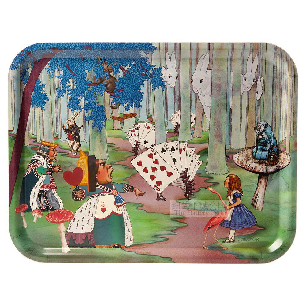 纽约下城公园进口爱丽丝梦游仙境白桦木托盘茶盘果盘43x33