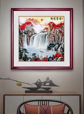 中式鸿运当头山水画国画客厅餐厅背景墙玄关装饰画走廊过道挂画