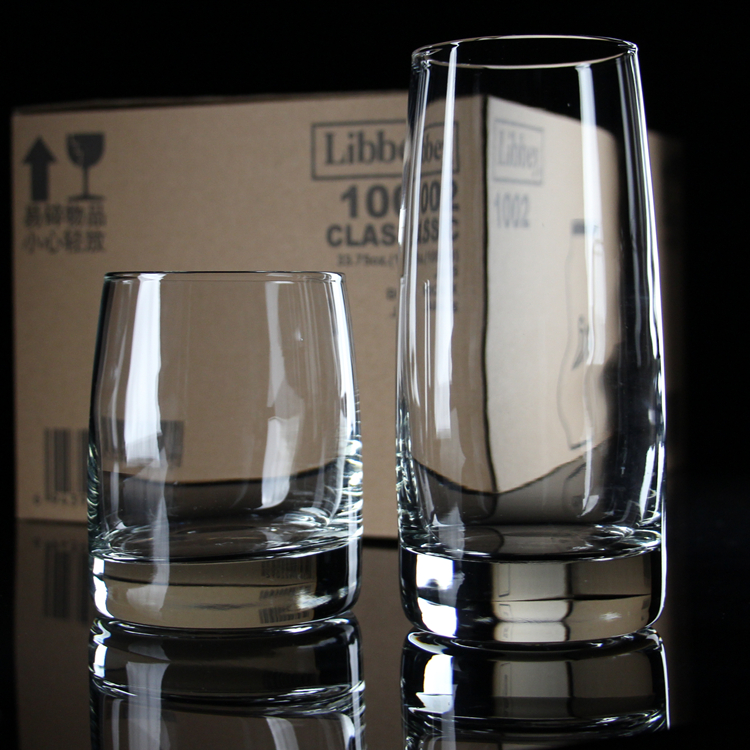 利比韦伯圆形收口厚底玻璃牛奶杯果汁杯直身杯烈酒杯大号洋酒杯子