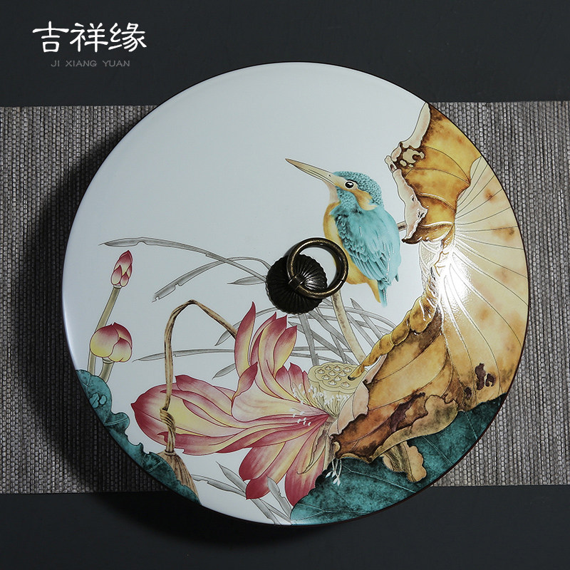 陶瓷普洱茶饼盒两饼罐 定窑茶叶罐存茶醒茶罐白茶普洱茶盒礼盒装