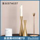 饰品 创意金色蜡烛台铁艺摆件烛光晚餐道具浪漫餐厅软装 BEST WEST
