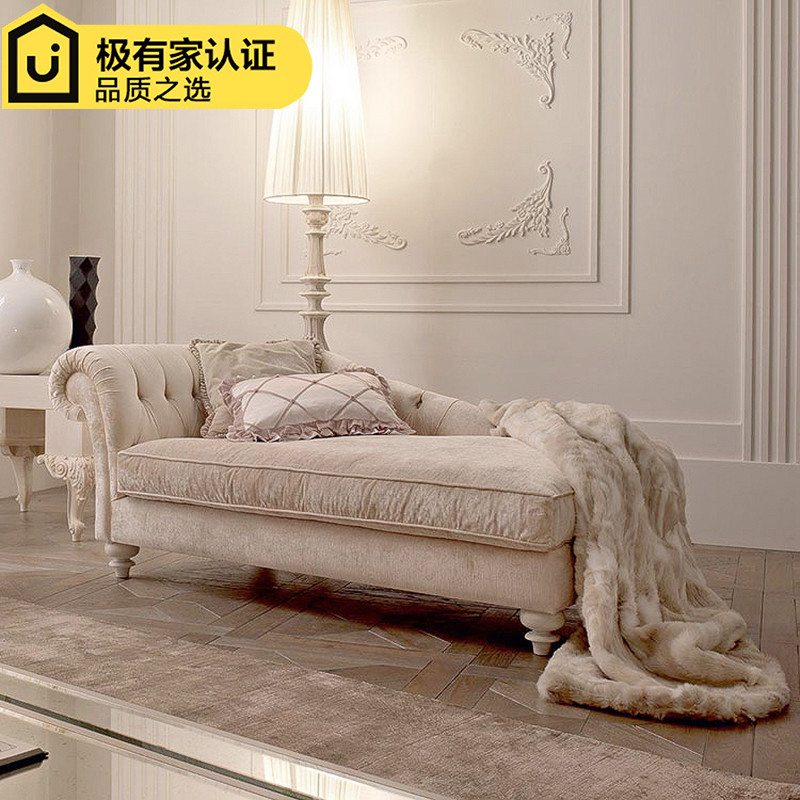 欧式新古典布艺贵妃椅小户型卧室美人榻可拆洗躺椅沙发休闲太妃椅