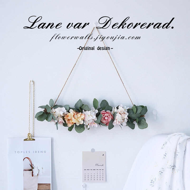 森系chic小清新尤加利叶绣球墙壁装饰花干花仿真花假花绢花挂墙上