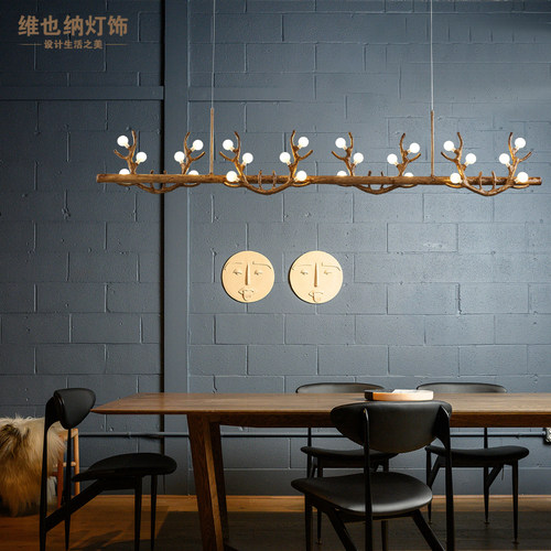 北欧餐厅吊灯创意个性吧台灯前台日式茶室民宿树枝长条灯餐桌灯具