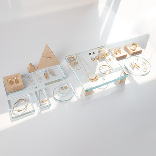 首饰托盘实木拍摄首饰展示架服装店耳环耳饰陈列道具地摊架子摆货