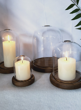 香薰玻璃烛台diptyqu耐热透明玻璃熄灯罩家居蜡烛摆件防风玻璃罩