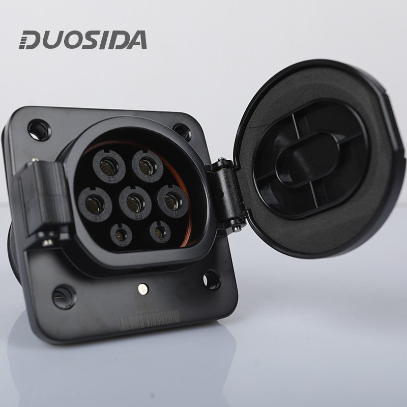 电动汽车 16A/32A车端插座 车辆端 7孔接口 新国标交流充电插座