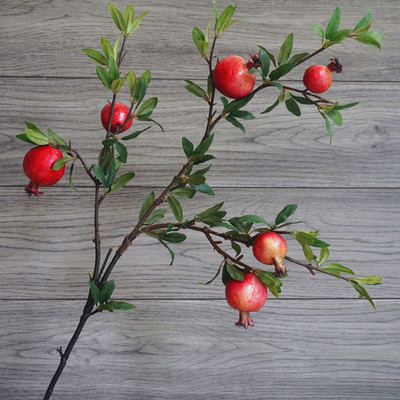 假花仿真花长枝干花果实石榴树枝带叶红浆果落地客厅室内装饰花艺
