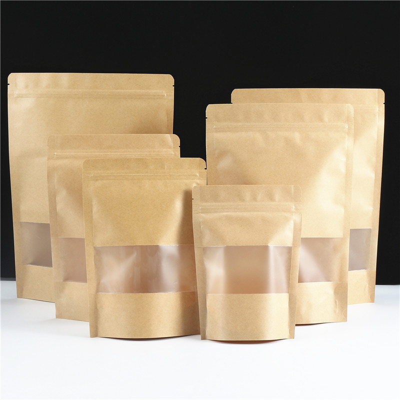 包装袋子自封开窗瓜子红枣自立茶叶袋密封口干果礼品食品牛皮纸袋