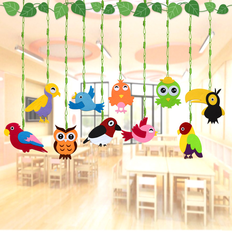 幼儿园环创春天教室走廊室内装饰吊饰空中挂件饰小鸟动物屋顶悬挂
