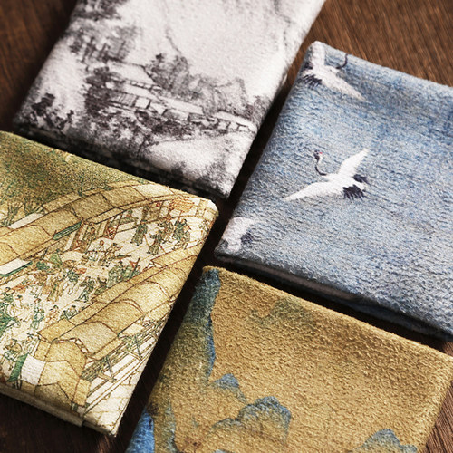 高档中式茶巾茶布 吸水养壶巾功夫茶具配件 茶桌毛巾抹布印花洁方