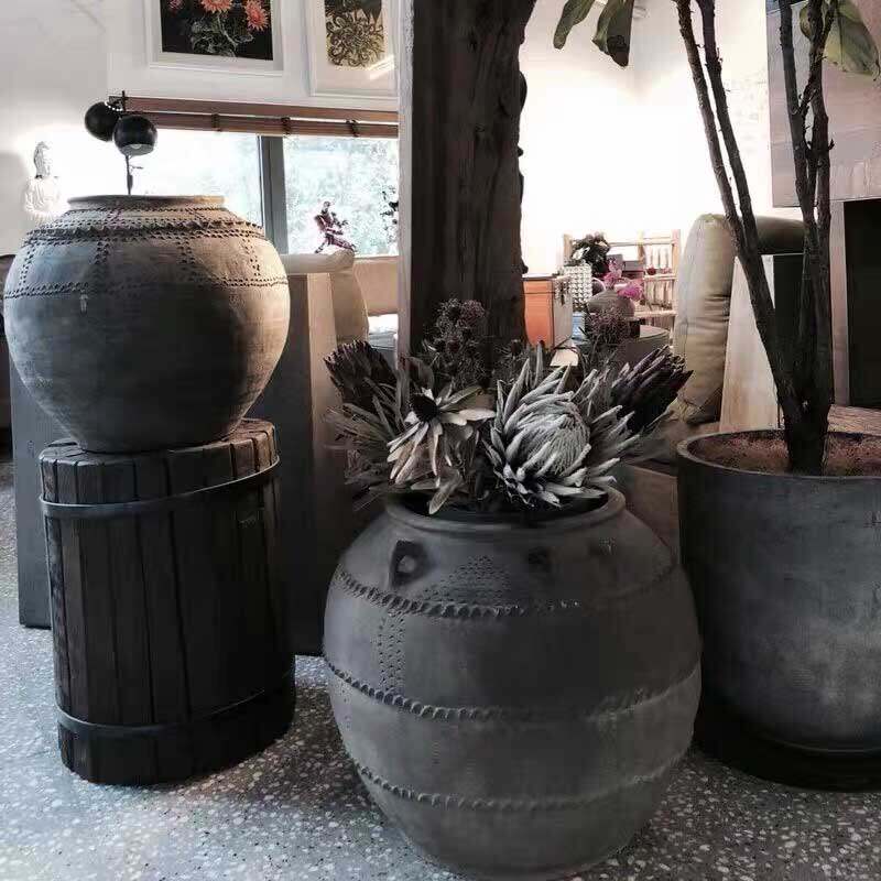翁缸陶土缸装饰个性陶器复古花器仿古花盆土陶瓦缸艺术花盆陶罐