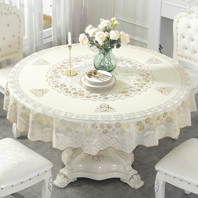 烫金圆桌桌布欧式PVC塑料台布防水防油免洗家用酒店大圆形餐桌布,居家布艺,桌布,淘宝优惠券,粉丝福利购,淘宝优惠卷
