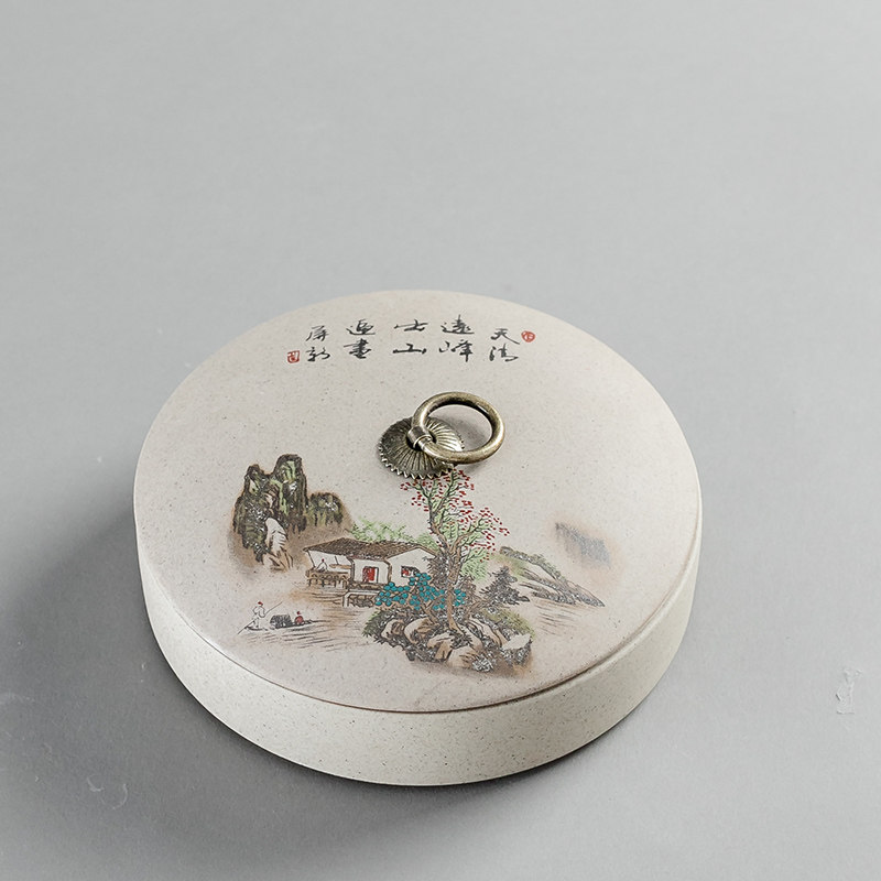 茶叶罐陶瓷200g小饼装普洱白茶饼存储罐粗陶可叠加茶叶盒醒茶罐