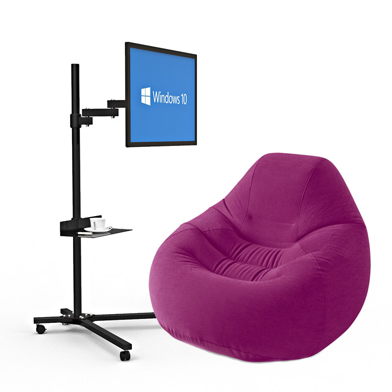 采耳可移动落地式显示器支架懒人电脑支架落地滑轮移动推车带托盘