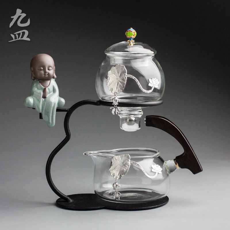 九皿 葫芦玻璃自动茶具 半全自动家用泡茶器整套功夫懒人茶具套装