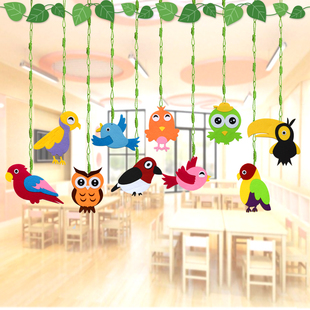 幼儿园环创春天教室走廊室内装饰吊饰空中挂件饰小鸟动物屋顶悬挂
