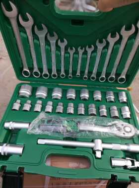 汽修37件工具套装 修车套筒两用开口棘轮快速扳手工具箱 专用组套
