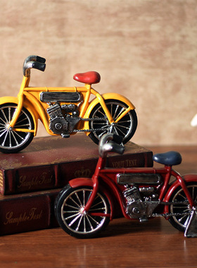 复古自行车模型摆件家居橱窗装饰桌面摆设儿童房酒柜咖啡厅装饰品