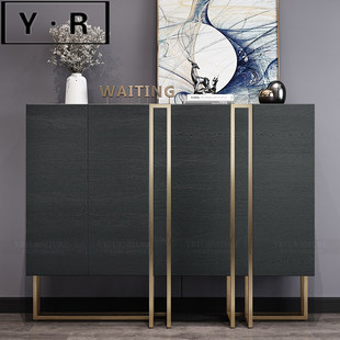 意式 柜家用门口大容量收纳玄关柜橡木储物柜 极简门厅柜四门轻奢鞋