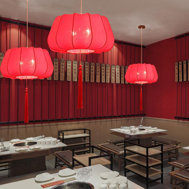 灯笼吊灯新中式设计师餐馆灯具复古灯饰中国风禅意饭店创意餐厅灯