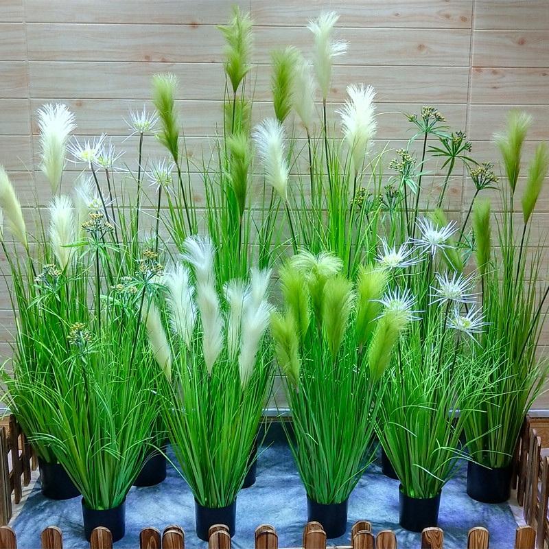 芦苇草彷真花假花盆景观狗尾巴草北欧绿植物装饰客厅落地摆设水池