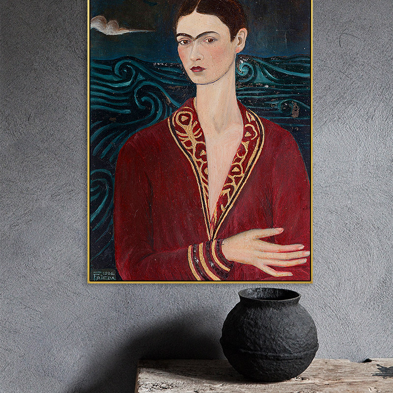 原作版本 弗里达Frida自画像艺术装饰画性冷淡风优雅轻奢小众挂画