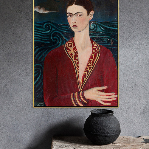 原作版本 弗里达Frida自画像艺术装饰画性冷淡风优雅轻奢小众挂画