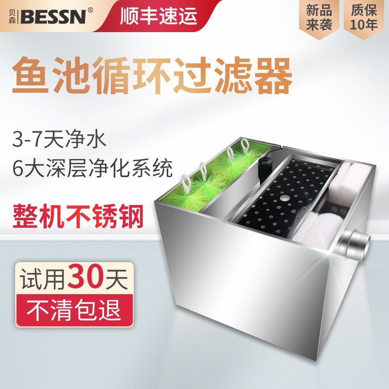 鱼池过滤器水循环过滤系统净化净水室外户外鱼塘家用周转箱过滤箱