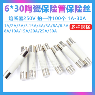 6*30mm陶瓷保险丝管250V 1A2A3A3.15A4A5A6.3A 8A10A15A20A25A30A