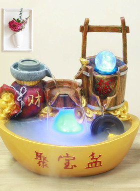 聚宝盆招财流水喷泉开业送礼生财饭店宾馆吧台收银台创意礼品摆件
