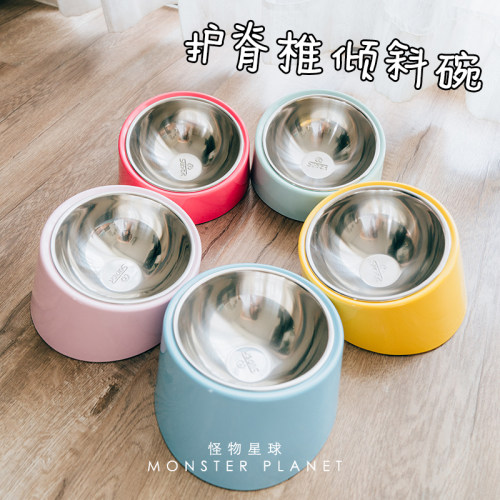 super休普防滑倾斜狗碗 宠物碗不锈钢狗碗猫碗狗食盆护颈斜口饭碗