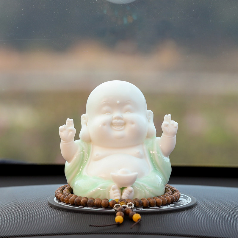 禅意佛像开心招财弥勒佛个性笑佛创意车载车上车内装饰品汽车摆件