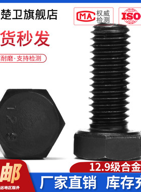 12.9级高强度外六角螺栓大全发黑加长螺丝钉配件M4M5M6M8M10-M24