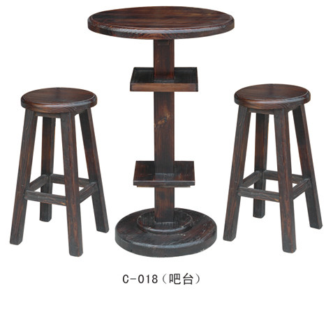 实木吧台凳/配套吧实木桌凳/炭烧木吧桌椅/娱乐吧桌凳
