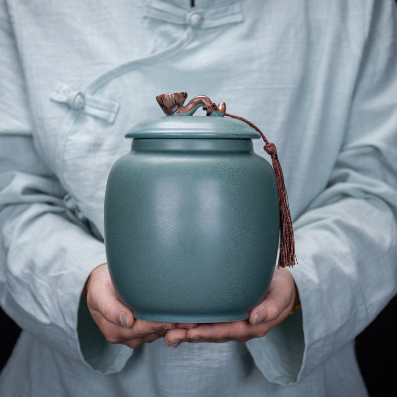 茶叶罐陶瓷防潮密封罐家用大号一斤装绿茶普洱P散茶储存罐礼盒包