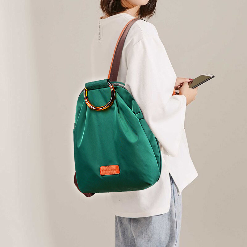 牛津布双肩包女2021新款轻便时尚女士防J水布包大容量帆布妈咪背