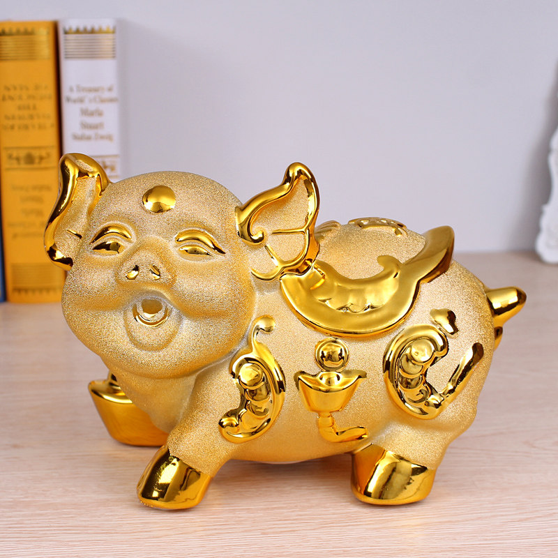 可爱创意陶瓷金猪存钱罐储钱罐 大号储蓄罐 儿童生日礼物 零钱罐