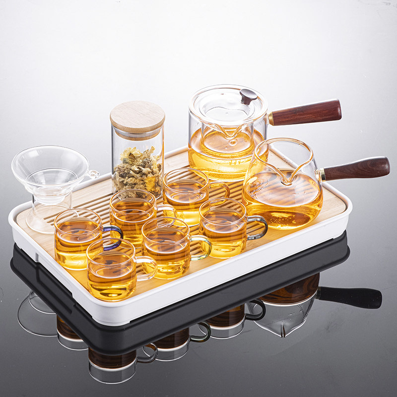 整套玻璃功夫茶具组 德化高档透明泡茶器组 家用中式茶壶茶杯组办